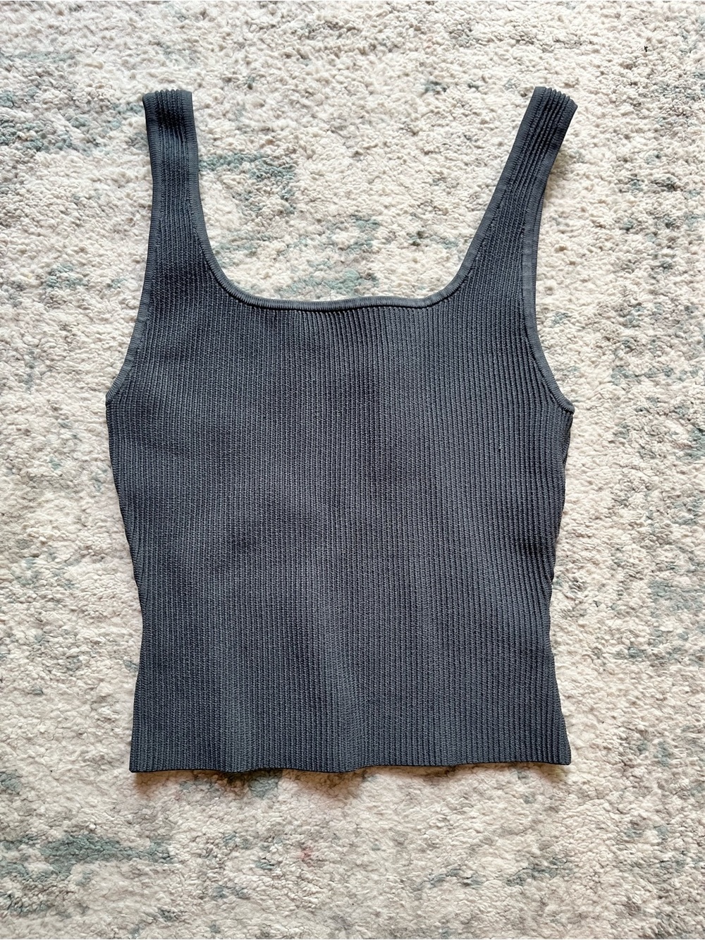 Aritzia Ribbed Square Neck Tank Top - Black